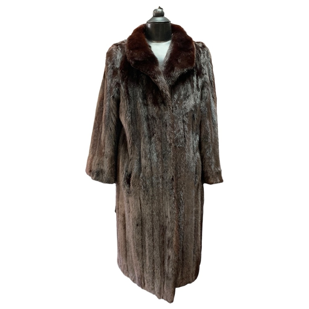 Dark Natural Black Genuine Mink Fur Coat
